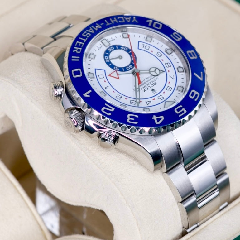 Rolex Yacht-Master II 116680 “MERCEDES” White Dial Blue Besel Mercedes Hands Stainless Steel 44mm