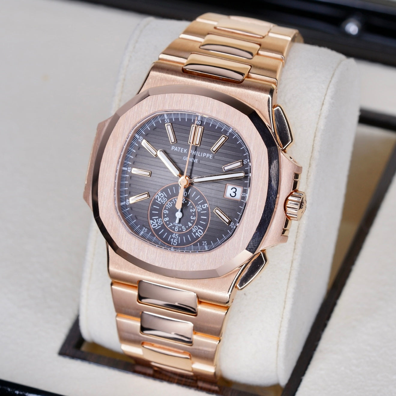 Patek Philippe Nautilus 5980/1R-001 Black Smoked Dial Rose Gold 40.5mm 2016