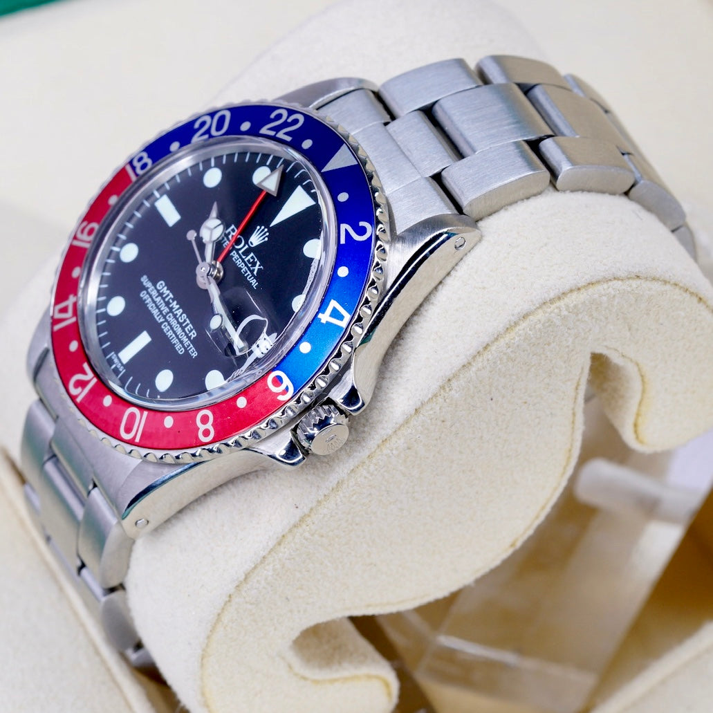 Rolex GMT-Master 1675 “PEPSI” Black Dial Red & Blue Bezel Stainless Steel 40mm
