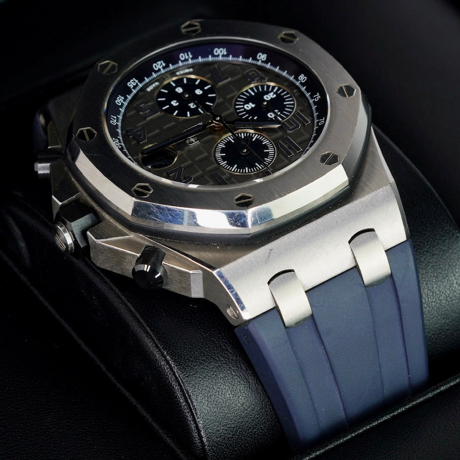 Audemars Piguet Royal Oak Offshore 26474TI.OO.1000TI.01 “QEII CUP”  Grey Dial Blue Accents Titanium Chronograph 42mm