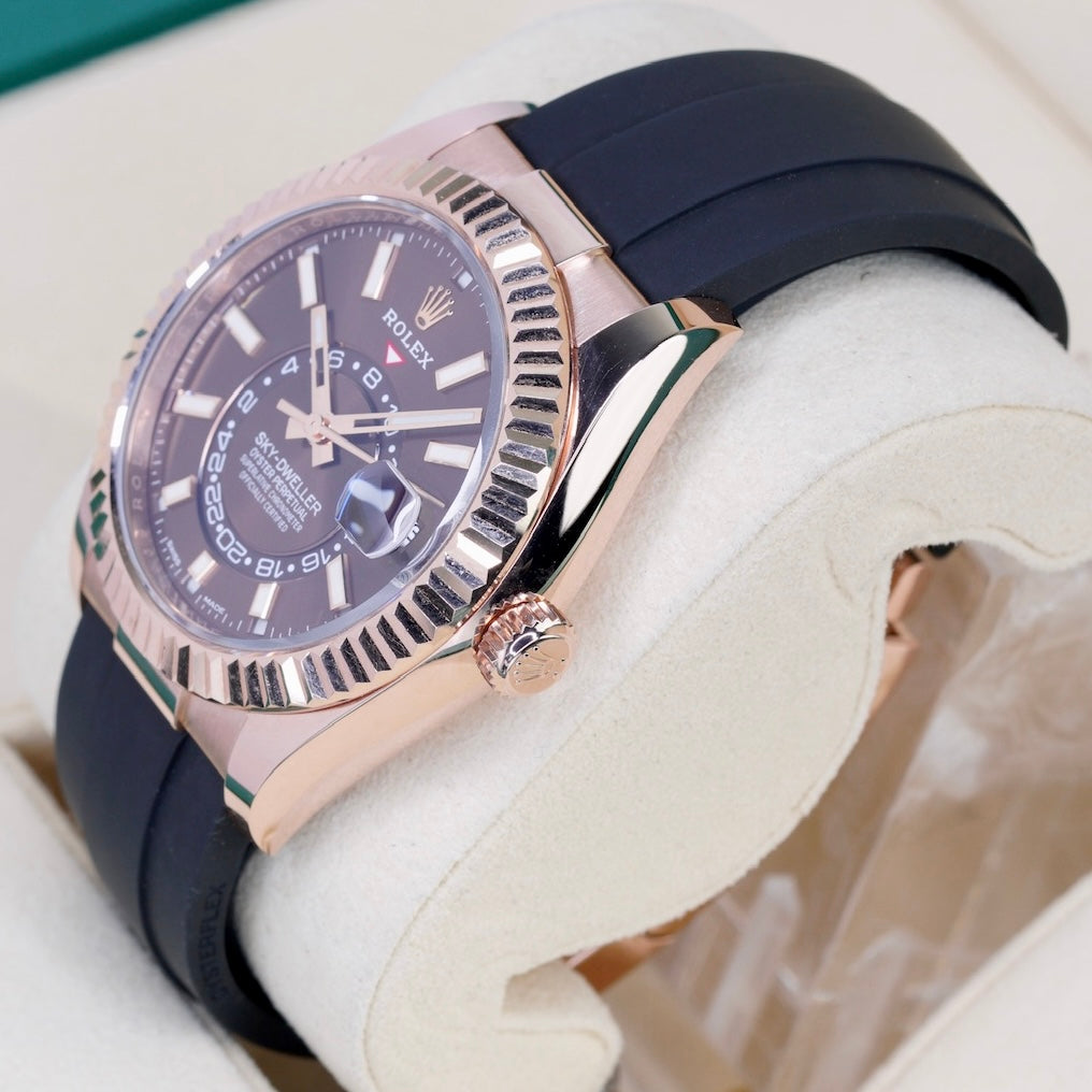 Rolex Sky-Dweller 326235 “CHOCOLATE” Brown Dial Rose Gold Oysterflex 42mm