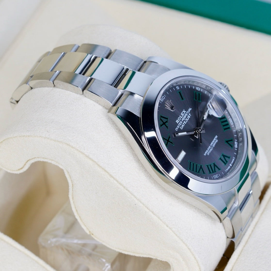 Rolex Datejust 126300 “WIMBLEDON” Grey Green Roman Dial Stainless Steel Smooth Bezel Oyster 41mm 2024