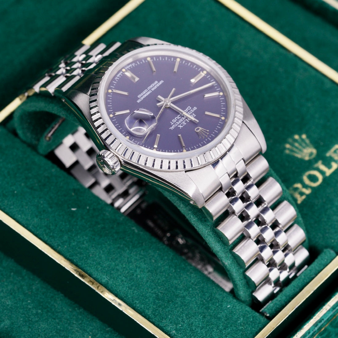 Rolex Datejust 16014 Blue Stick Dial Stainless Steel Jubilee 36mm