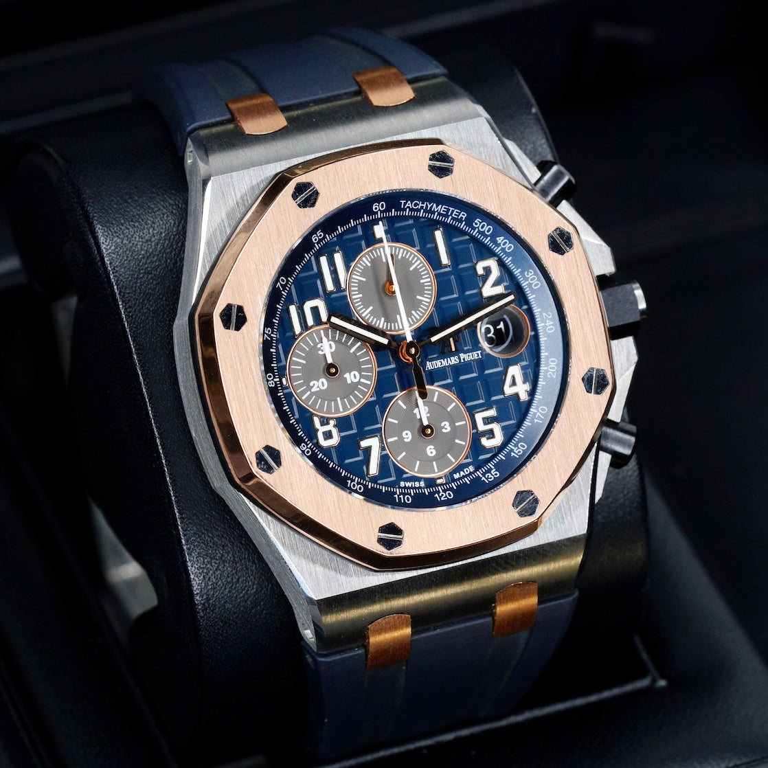 Audemars Piguet Royal Oak Offshore 26471SR.OO.D101CR.01 “BUCHERER” Blue Dial Two-Tone Rose Gold & Steel Chronograph 42mm