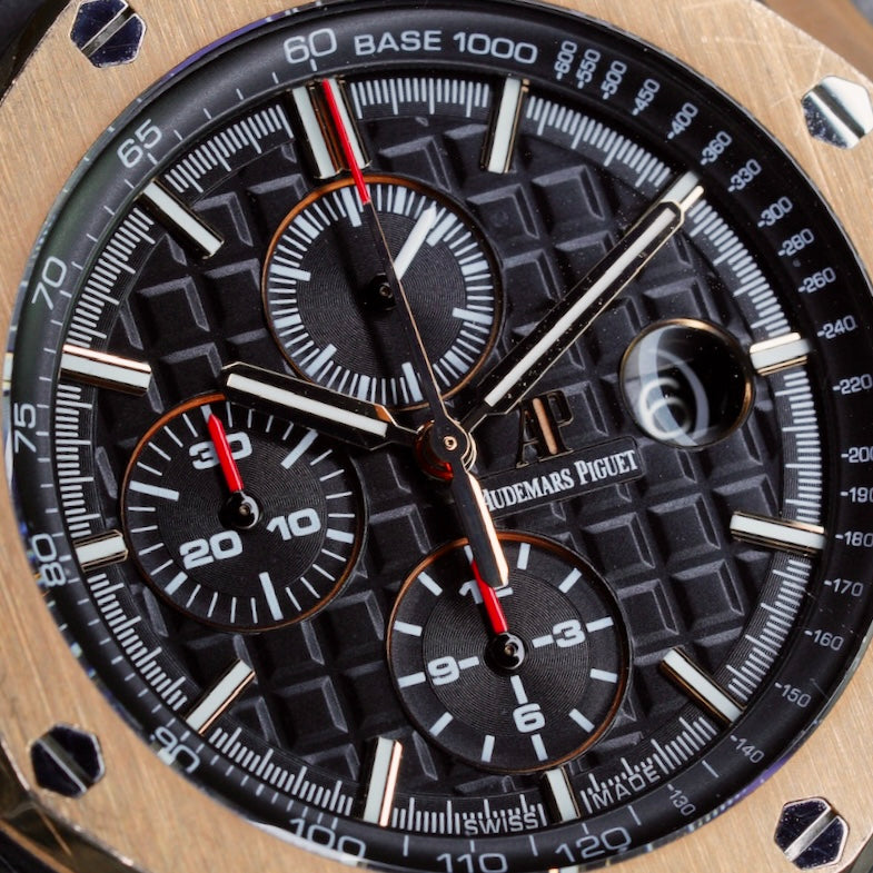 Audemars Piguet Royal Oak Offshore  26406FR.OO.A002CA.01 “QEII CUP” Black Dial Carbon Case Rose Gold Bezel Chronograph 44mm