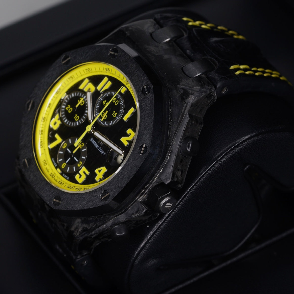 Audemars Piguet Royal Oak Offshore 26176FO.OO.D101CR.02 “BUMBLE BEE” Black Dial Yellow Accents Carbon Case Leather Strap 42mm