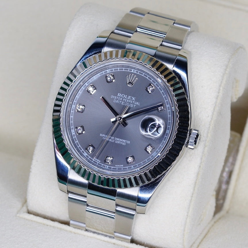 Rolex Datejust II 116334 Rhodium Diamond Dial Stainless Steel 41mm