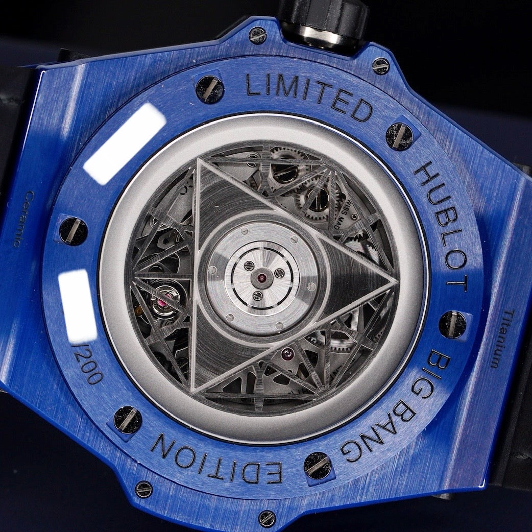 Hublot Big Bang Unico 415.EX.7179.VR.MXM19 “SANG BLEU” Geometric Dial Blue Ceramic Blue Strap 45mm