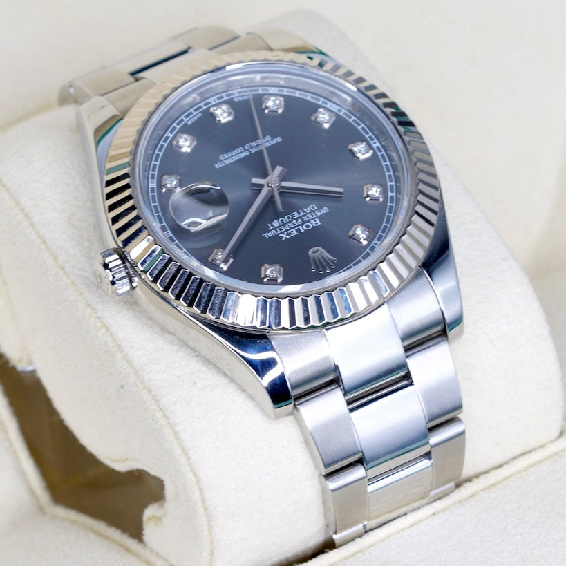Rolex Datejust II 116334 Rhodium Diamond Dial Stainless Steel 41mm