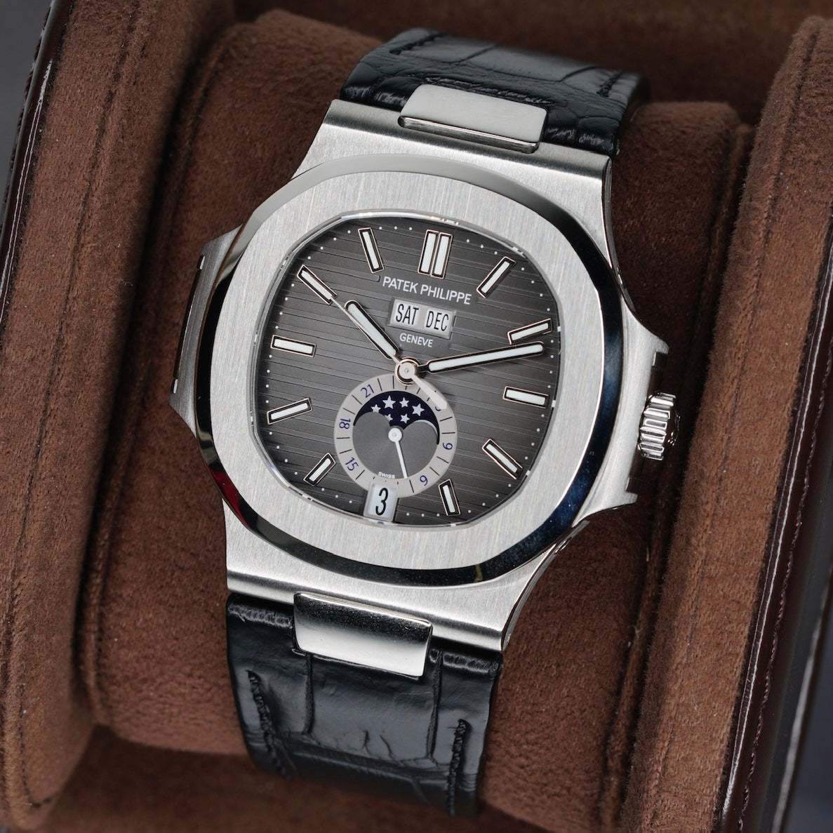 Patek Philippe Nautilus 5726A-001 Black Dial Stainless Steel Leather Strap