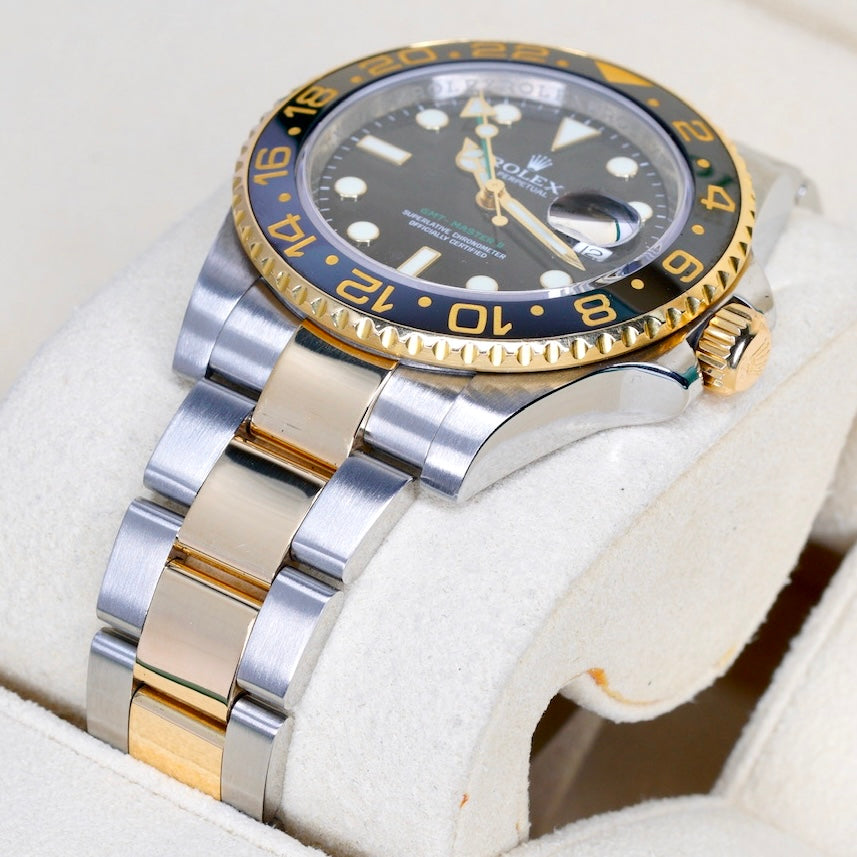 Rolex GMT-Master II 116713LN Black Dial Green Arrow Two-Tone Yellow Gold & Steel 40mm