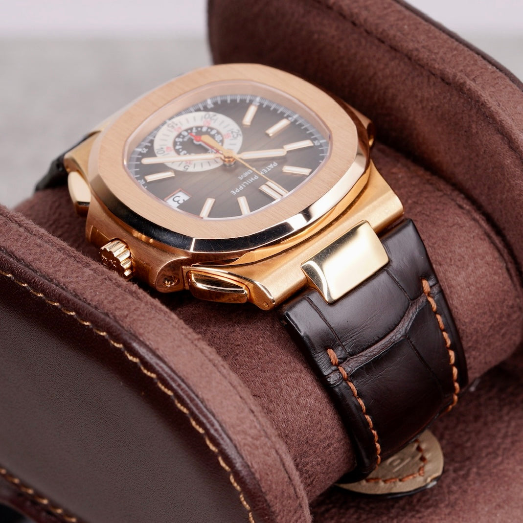 Patek Philippe Nautilus 5980R-001 “BRUN DIAL” Brown Dial Rose Gold Leather Strap 40.5mm 2019