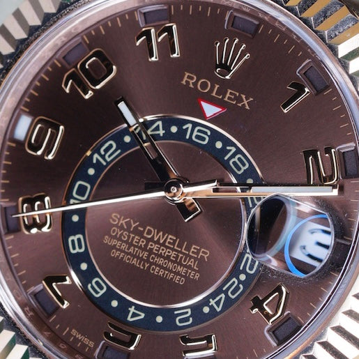 Rolex Sky-Dweller 326135 “CHOCO ARABIC” Brown Arabic Dial Rose Gold Leather Strap 42mm