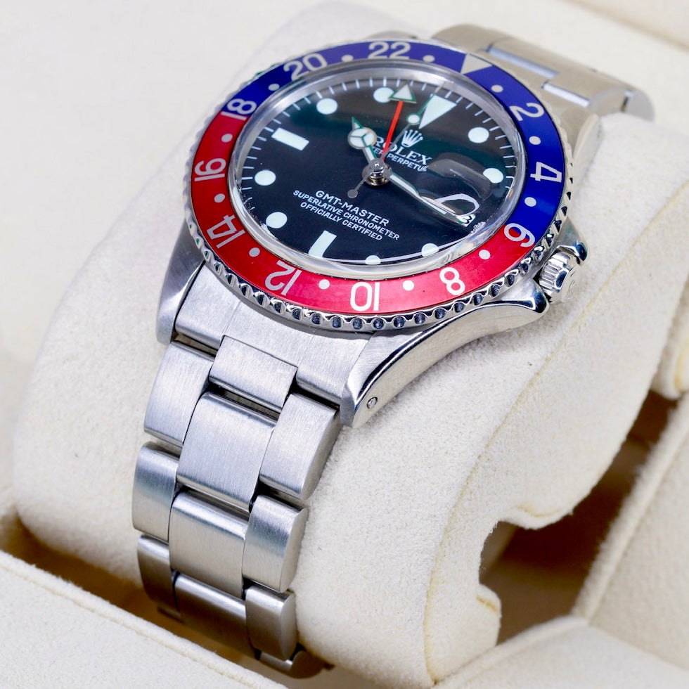 Rolex GMT-Master 1675 “PEPSI” Black Dial Red & Blue Bezel Stainless Steel 40mm