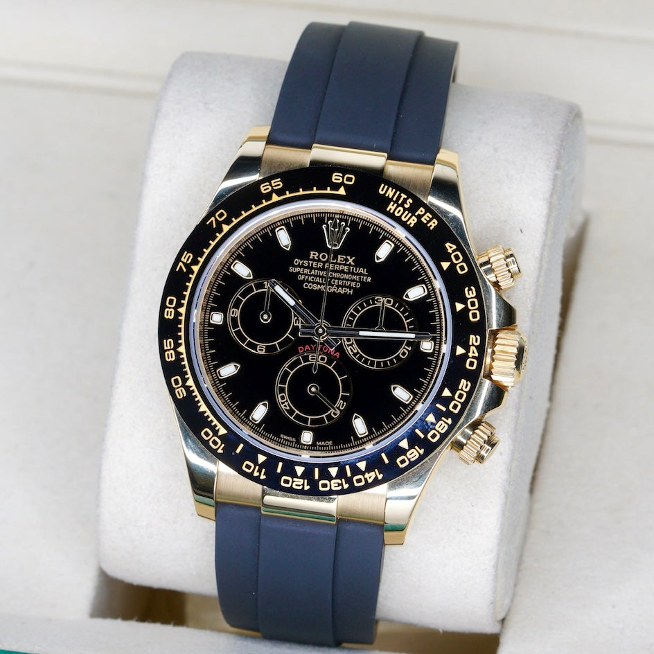 Rolex Daytona 116518LN Black Dial Yellow Gold Oysterflex 40mm 2021