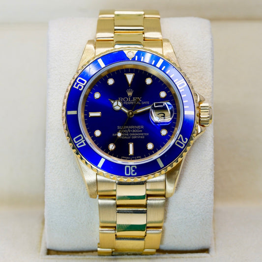 Rolex Submariner Date 16618LB “BLUESY” Yellow Gold Blue Dial & Bezel 40mm