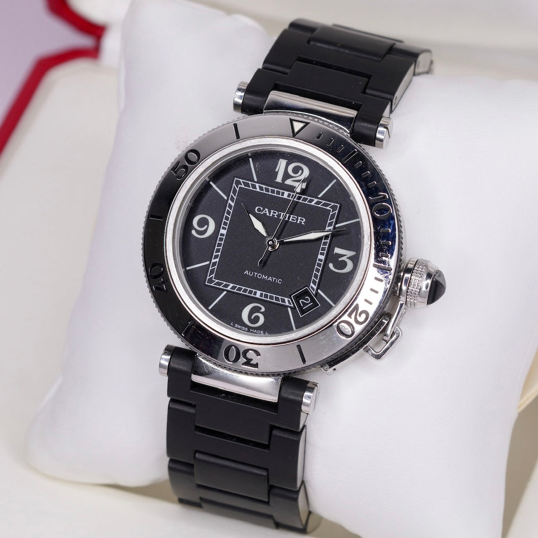 Cartier Pasha Seatimer 2790 Black Dial Stainless Steel & Rubber 40mm