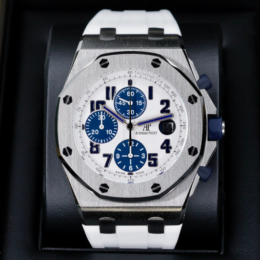 Audemars Piguet Royal Oak Offshore 26170ST.OO.D305CR.01 “BLUE PANDA” White Dial Navy Sub Dials Stainless Steel Rubber Strap 42mm