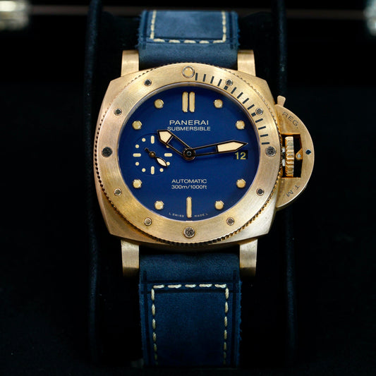 Panerai Submersible PAM 01074 “BRONZO” Blue Dial & Strap Bronze 42mm