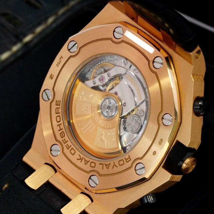 Audemars Piguet Royal Oak Offshore Chronograph 26470OR.OO.A002CR.02 “HALF BRICK” Black Dial Rose Gold Leather Strap 42mm