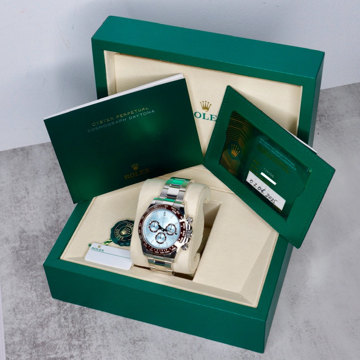 Rolex Daytona 126506 “PLATONA” Ice Blue Dial Platinum Open Case Back 40mm 2025