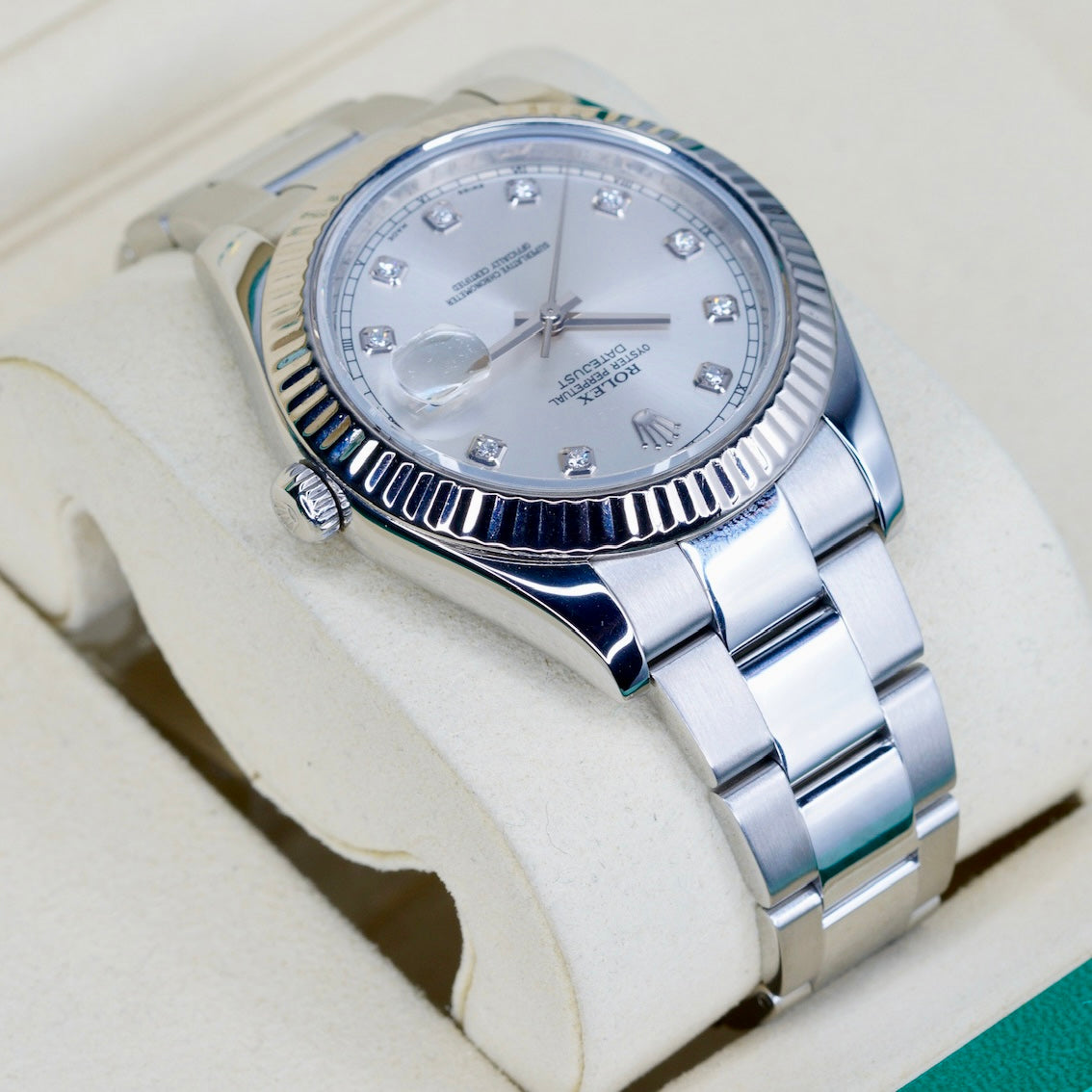 Rolex Datejust II 116334 Silver Diamond Dial Stainless Steel 41mm