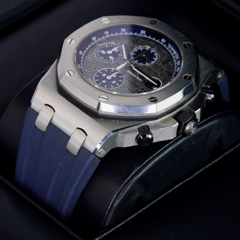 Audemars Piguet Royal Oak Offshore 26474TI.OO.1000TI.01 “QEII CUP”  Grey Dial Blue Accents Titanium Chronograph 42mm