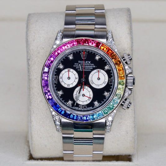 Rolex Daytona 116509 “AM RAINBOW” Black Diamond Dial AM Rainbow Set White Gold 40mm