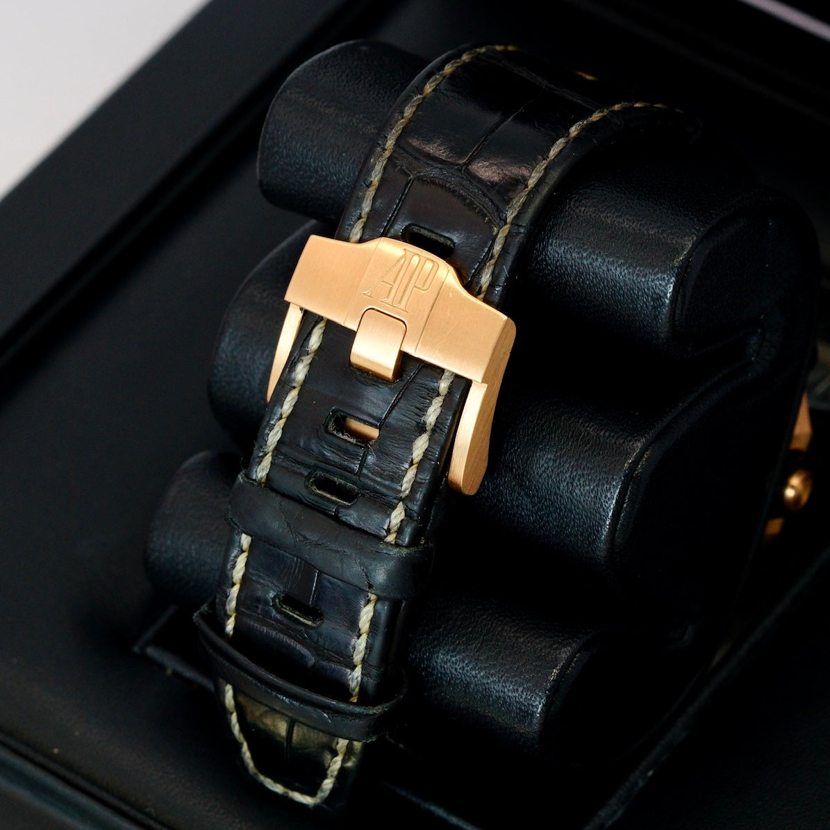 Audemars Piguet Royal Oak Offshore Chronograph 26470OR.OO.A002CR.02 “HALF BRICK” Black Dial Rose Gold Leather Strap 42mm