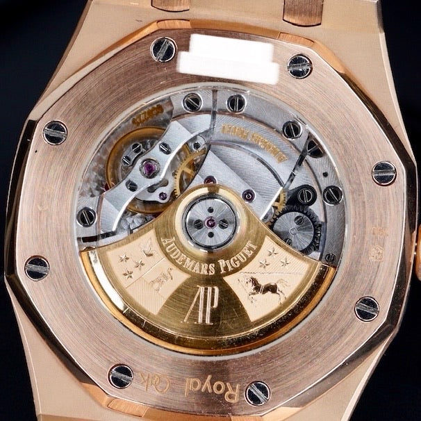 Audemars Piguet Royal Oak 15300OR.OO.D002CR.01 “BLACK OAK” Black Dial Rose Gold Leather Strap 39mm
