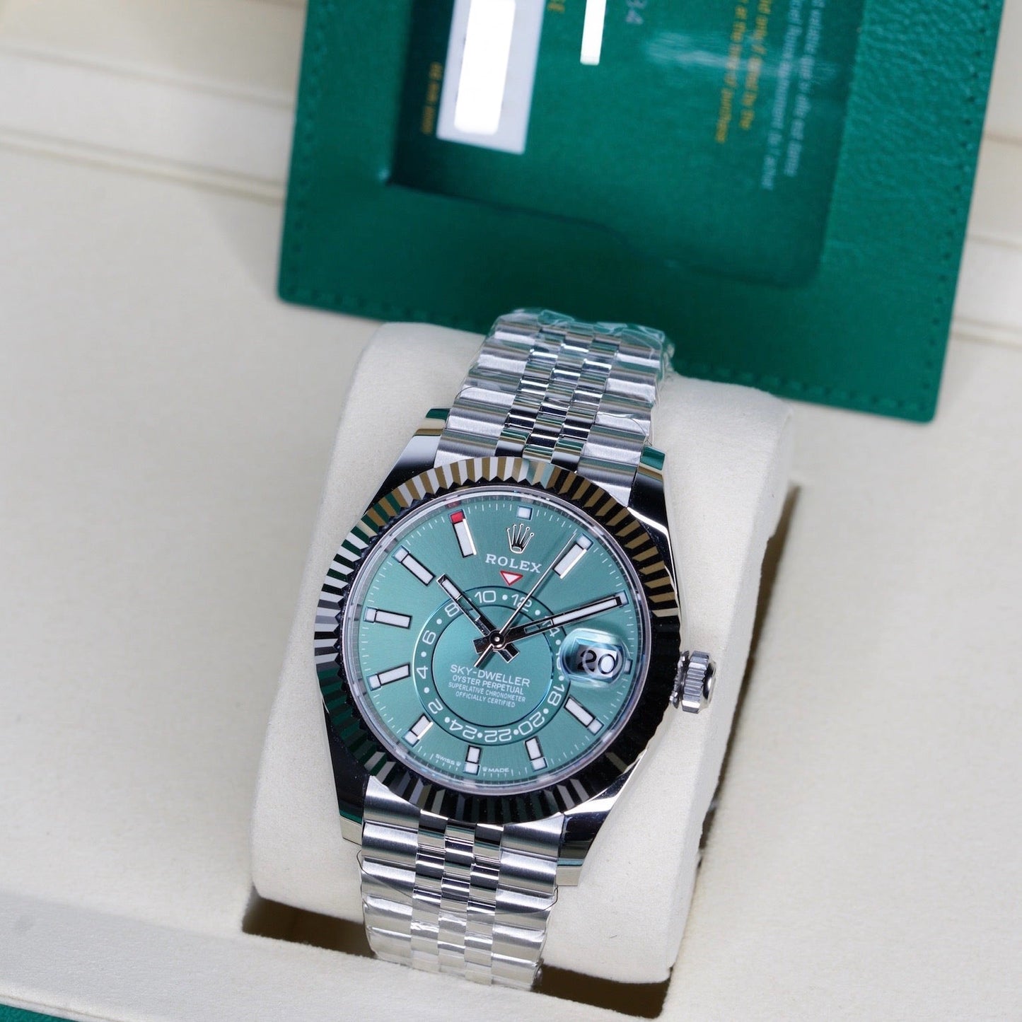 Rolex NEW 2026 Sky-Dweller 336934 “GREEN SKY” Green Stick Dial Stainless Steel Jubilee 42mm