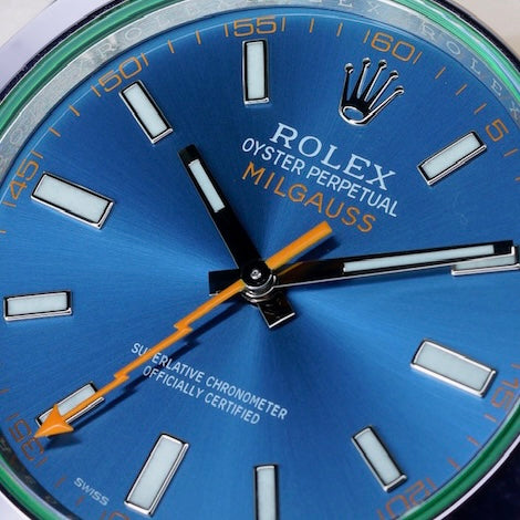 Rolex Milgauss 116400GV Blue Dial Green Crystal Stainless Steel 40mm
