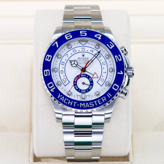 Rolex Yacht-Master II 116680 “MERCEDES” White Dial Blue Besel Mercedes Hands Stainless Steel 44mm