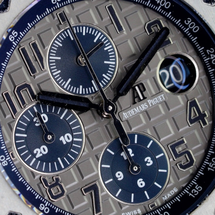 Audemars Piguet Royal Oak Offshore 26474TI.OO.1000TI.01 “QEII CUP”  Grey Dial Blue Accents Titanium Chronograph 42mm