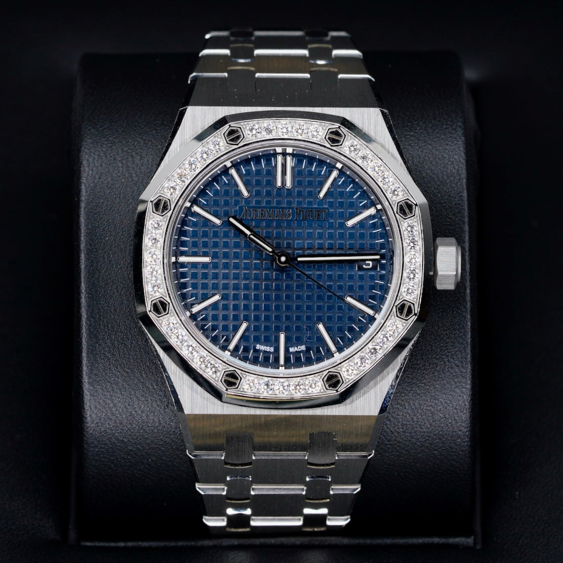Audemars Piguet Royal Oak Blue Dial Diamond Bezel Stainless Steel 37mm
